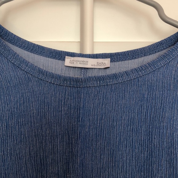 [5 for $25] Denim like butterfly sleeve crop top - Picture 2 of 3